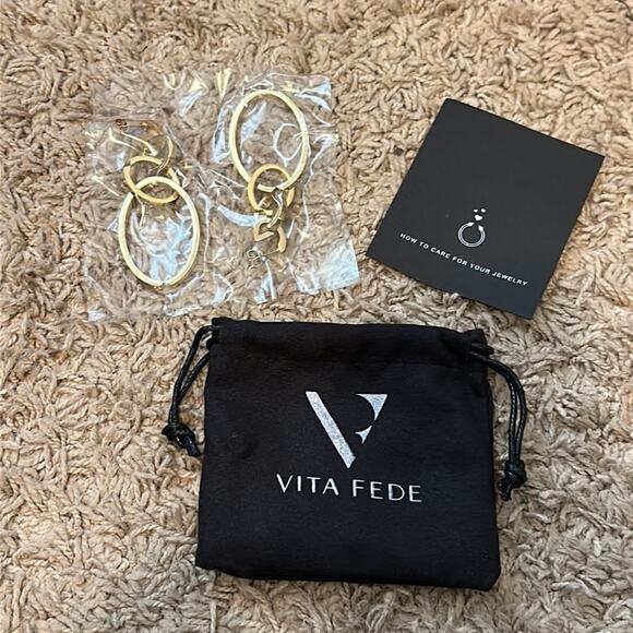 Vita Fede Cassio NWT Gold Earrings NWT Adjust to Wear Multiple Ways - Picture 7 of 9